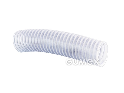 Tlakosací hadice na vodu NASSA S012, 25/30,6mm, 5bar/-0,7bar, PVC, bílá PVC spirála, -15°C/+60°C, transparentní